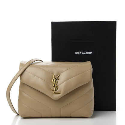 Saint Laurent Calfskin Y Quilted Monogram Toy Loulou Crossbody Bag Dark Beige 11 of 11