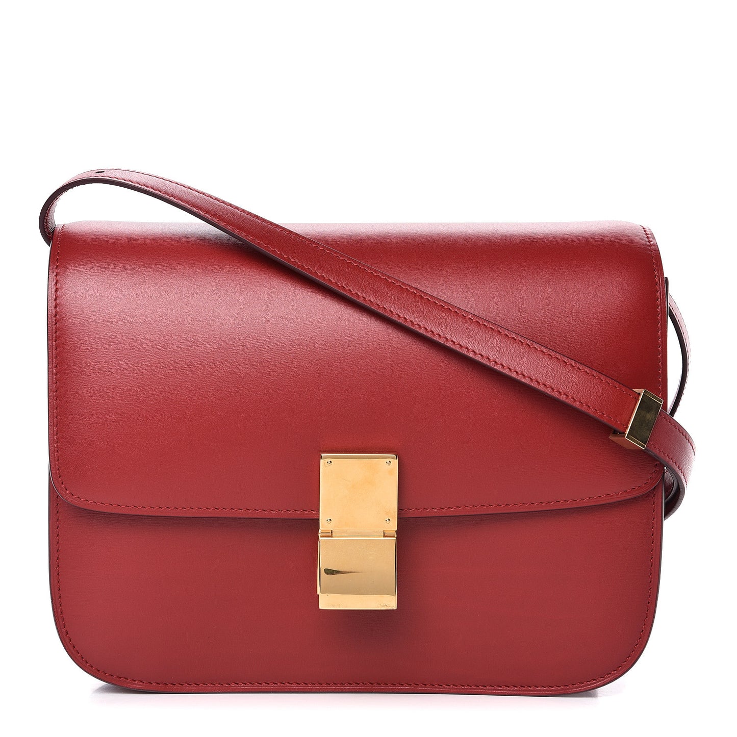 Box Calfskin Medium Classic Box Flap Bag Red