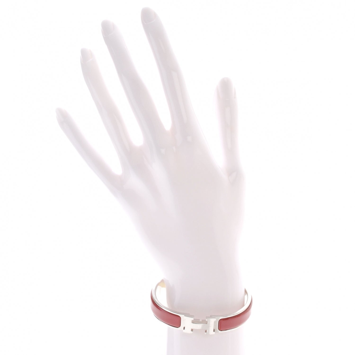 Hermes Narrow Enamel Clic Clac H Bracelet PM Red 2 of 5