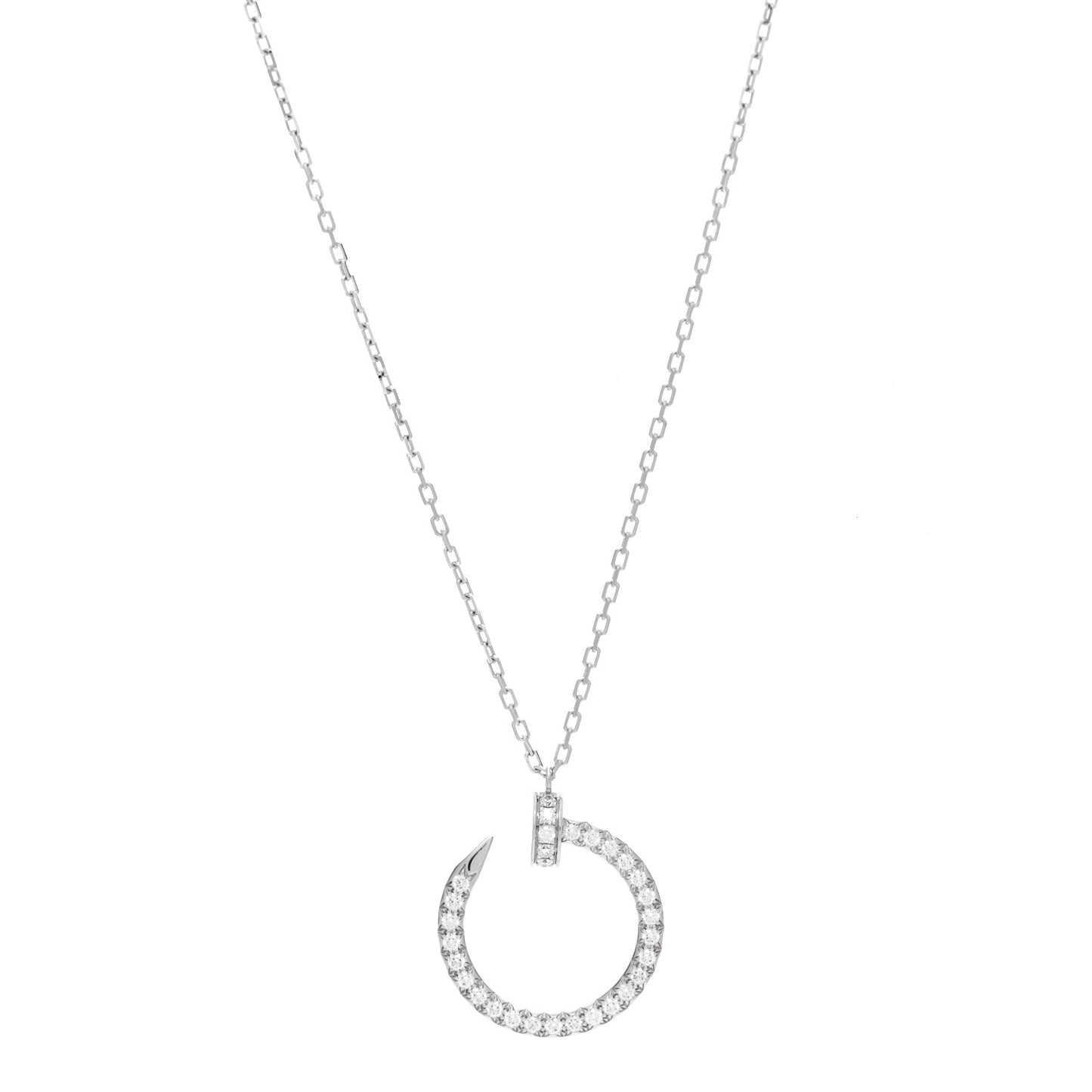18K White Gold Diamond Juste Un Clou Paved Pendant Necklace