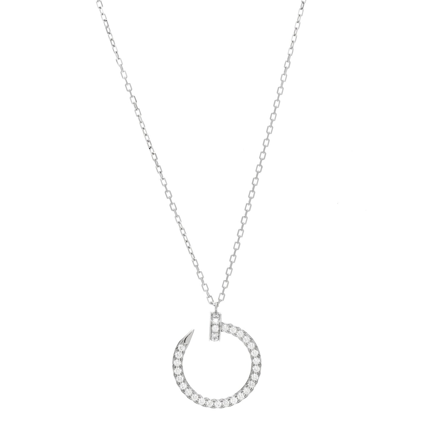Cartier 18K White Gold Diamond Juste Un Clou Paved Pendant Necklace 1 of 5