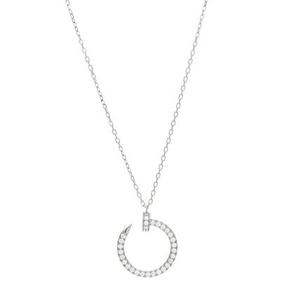 Cartier 18K White Gold Diamond Juste Un Clou Paved Pendant Necklace 1 of 5