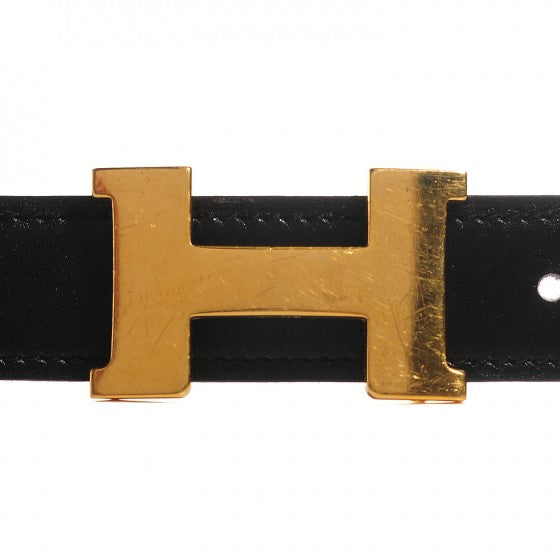 Hermes Box Togo Reversible Polished 18mm H Belt Noir Orange 3 of 14