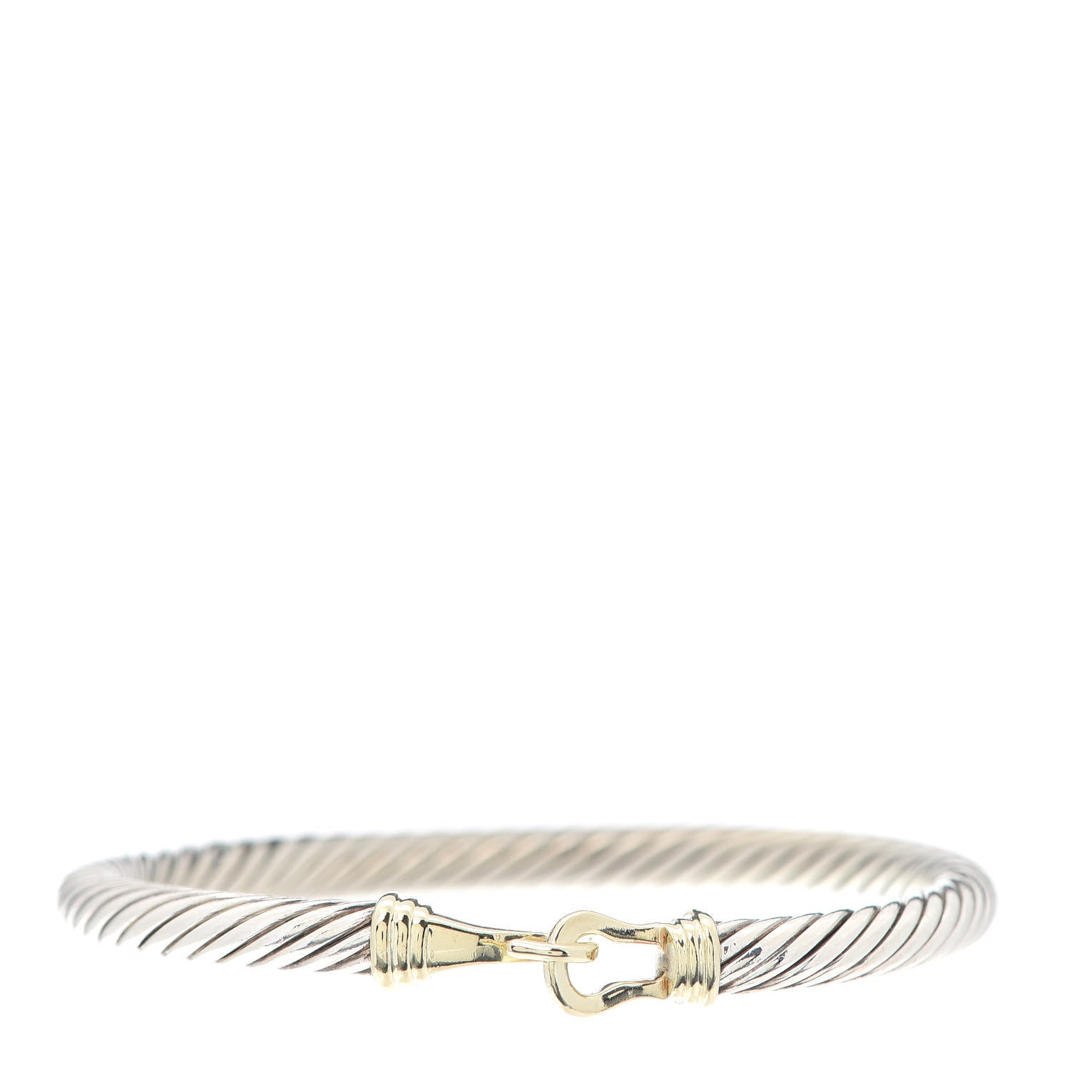 David Yurman Sterling Silver 14K Yellow Gold 5mm Cable Classic Buckle Bracelet 1 of 5