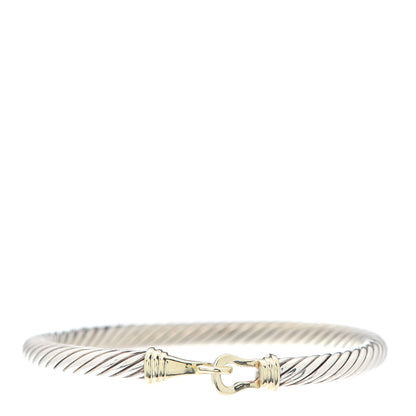 David Yurman Sterling Silver 14K Yellow Gold 5mm Cable Classic Buckle Bracelet 1 of 5