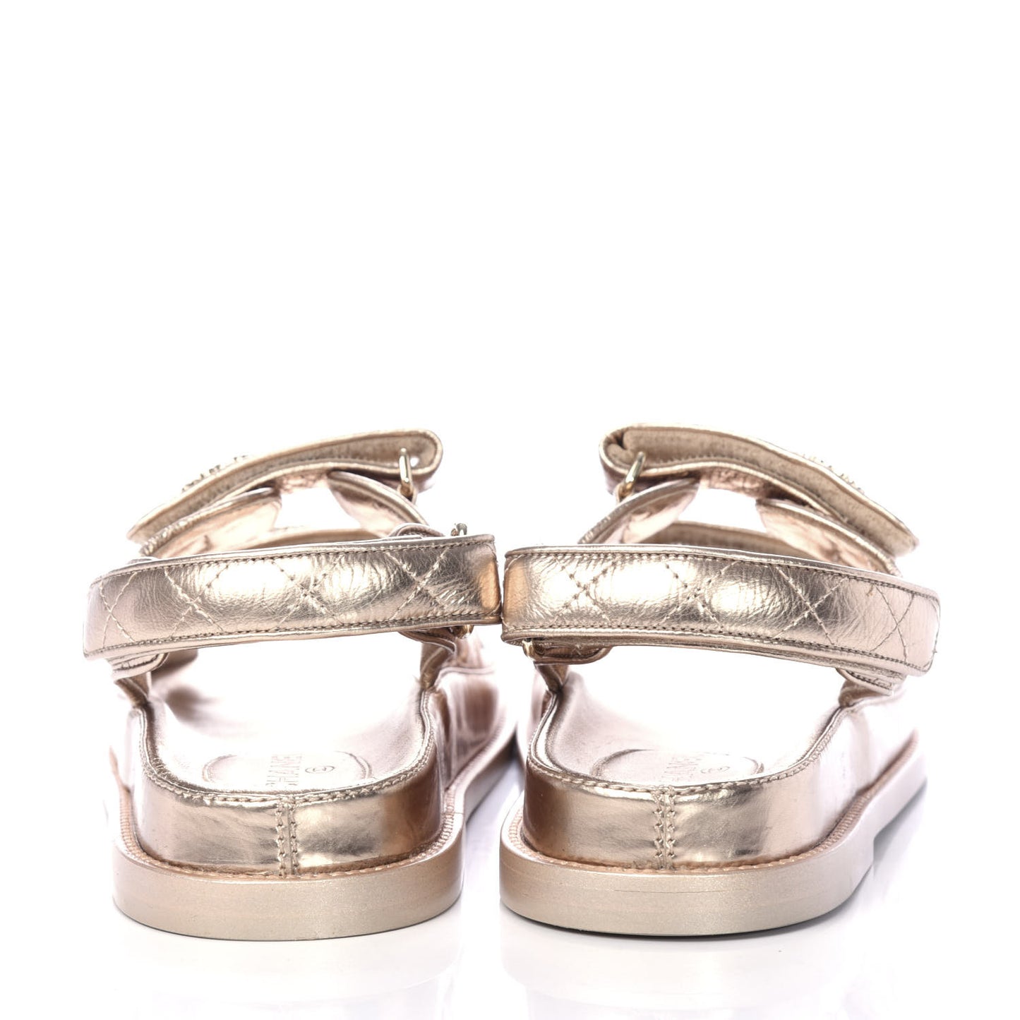 Iridescent Lambskin Velcro Dad Sandals 37.5 Light Bronze