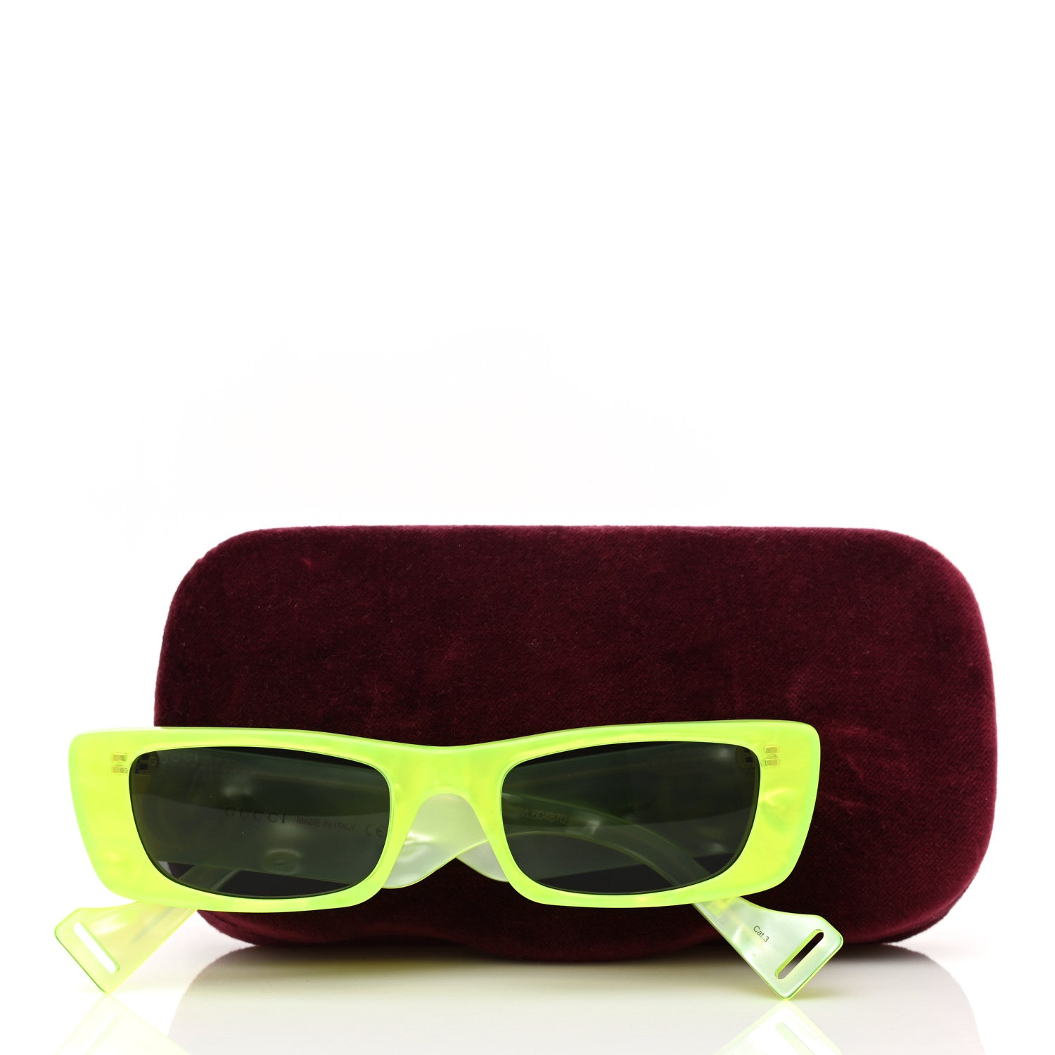 Gucci Acetate Rectangular Sunglasses GG0516S Fluorescent Yellow 7 of 7