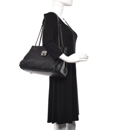 Chanel Shiny Goatskin Chevron Quilted Large Gabrielle Shopping Tote Black 2 of 18