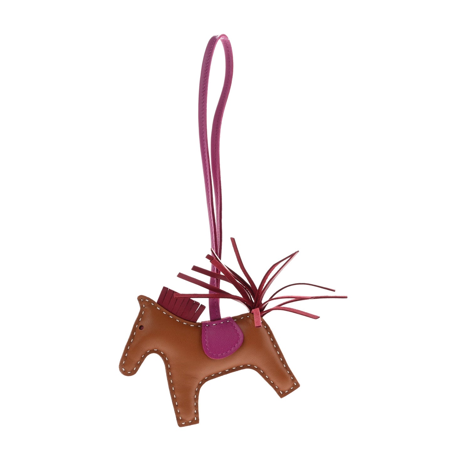 Milo Lambskin Grigri Rodeo Horse Bag Charm PM Gold Rubis Rose Pourpre