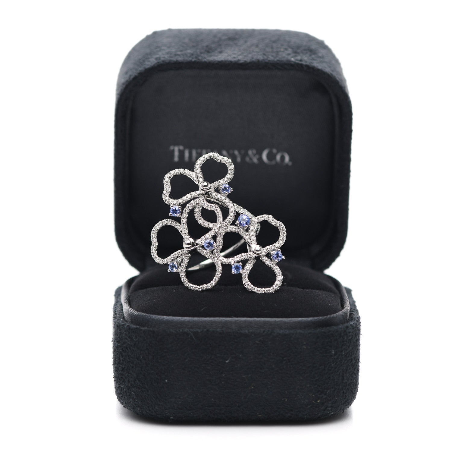 Tiffany Platinum Diamond Tanzanite Paper Flowers Open Cluster Ring 51 5.75 5 of 5