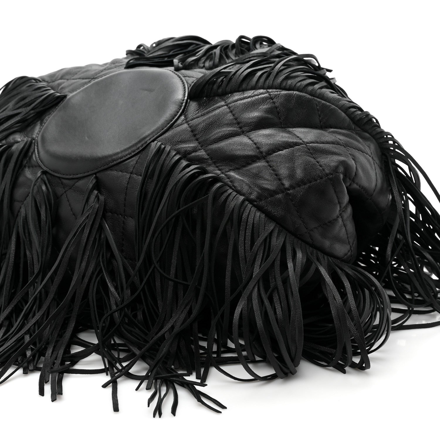 Chanel Lambskin Quilted Western Baluchon Fringe Bag Black 8 of 9