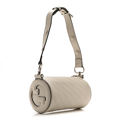 Gucci Sakai Be Green Calfskin Diagonal Stitched Mini Blondie Barrel Shoulder Bag Mystic White 3 of 11