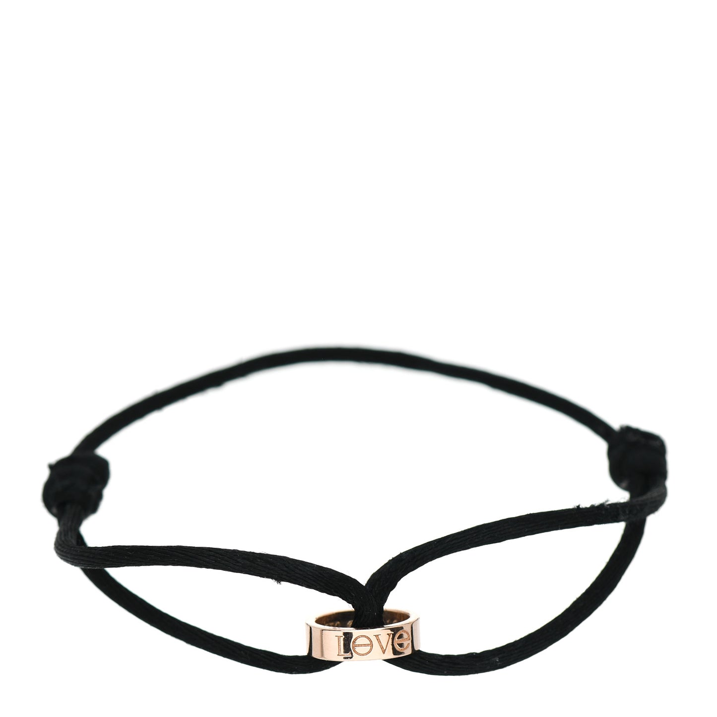 18K Pink Gold Charity LOVE Adjustable Cord Bracelet Black