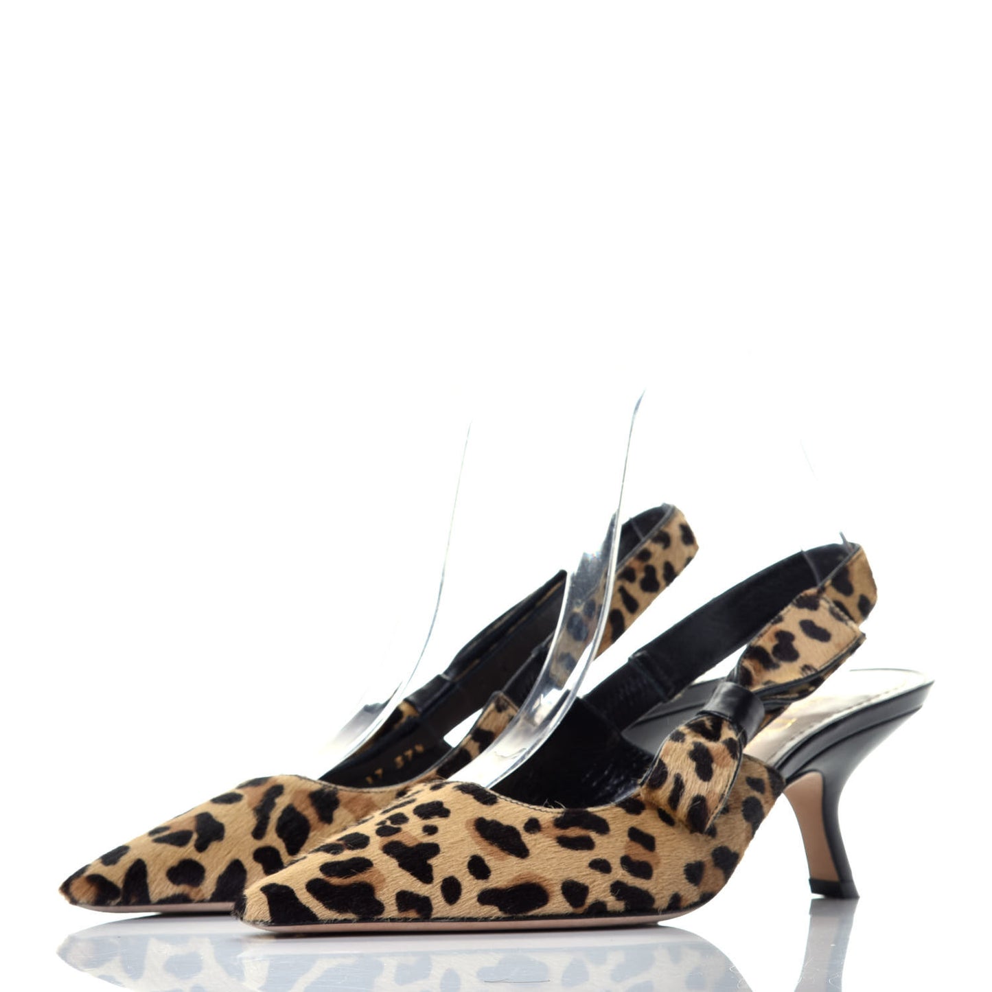 Calf Hair Lambskin Leopard Sweet D Slingback Pumps 37.5