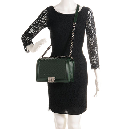 Chanel Lambskin Quilted New Medium Boy Flap Dark Green 2 of 7