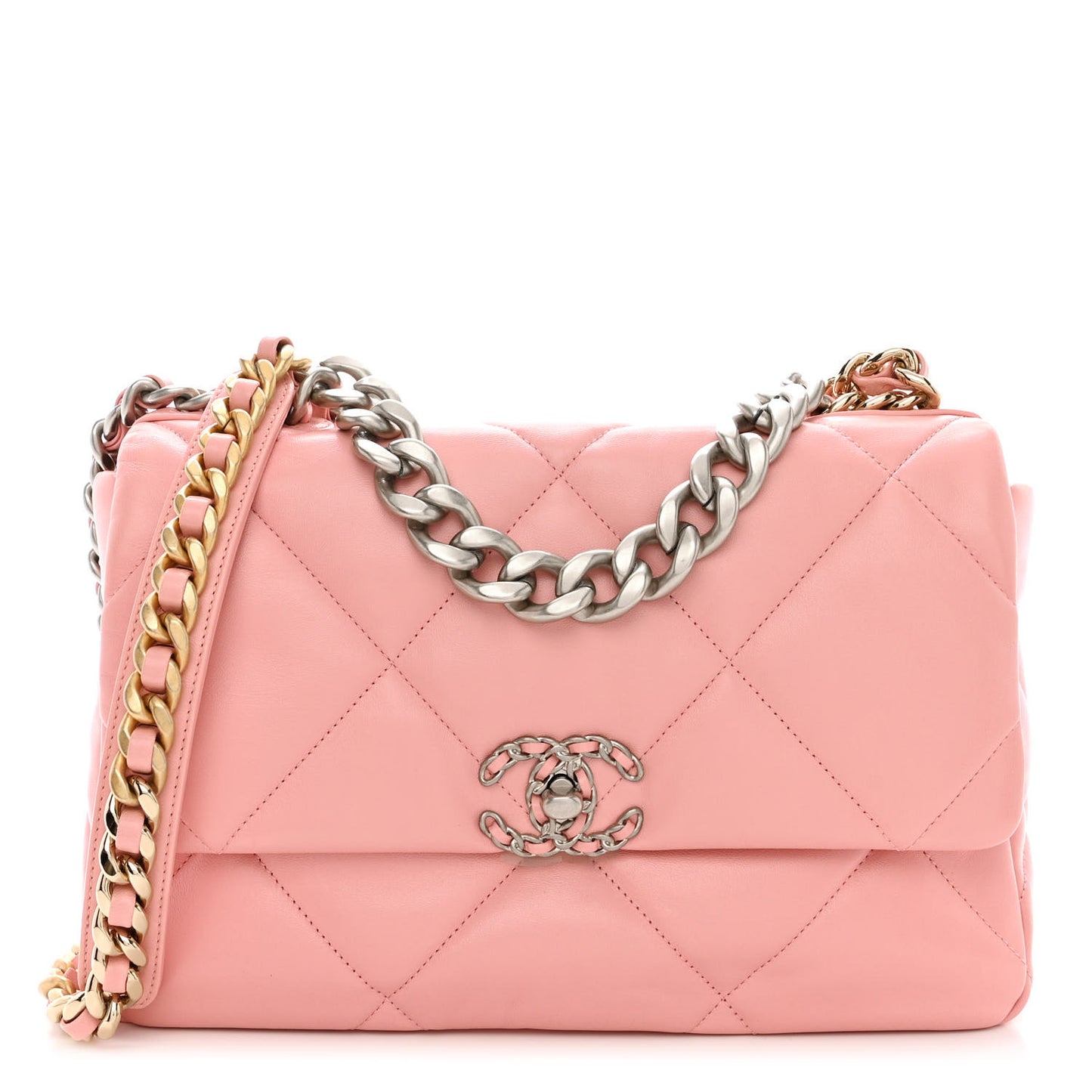Lambskin Quilted Large Chanel 19 Flap Light Pink