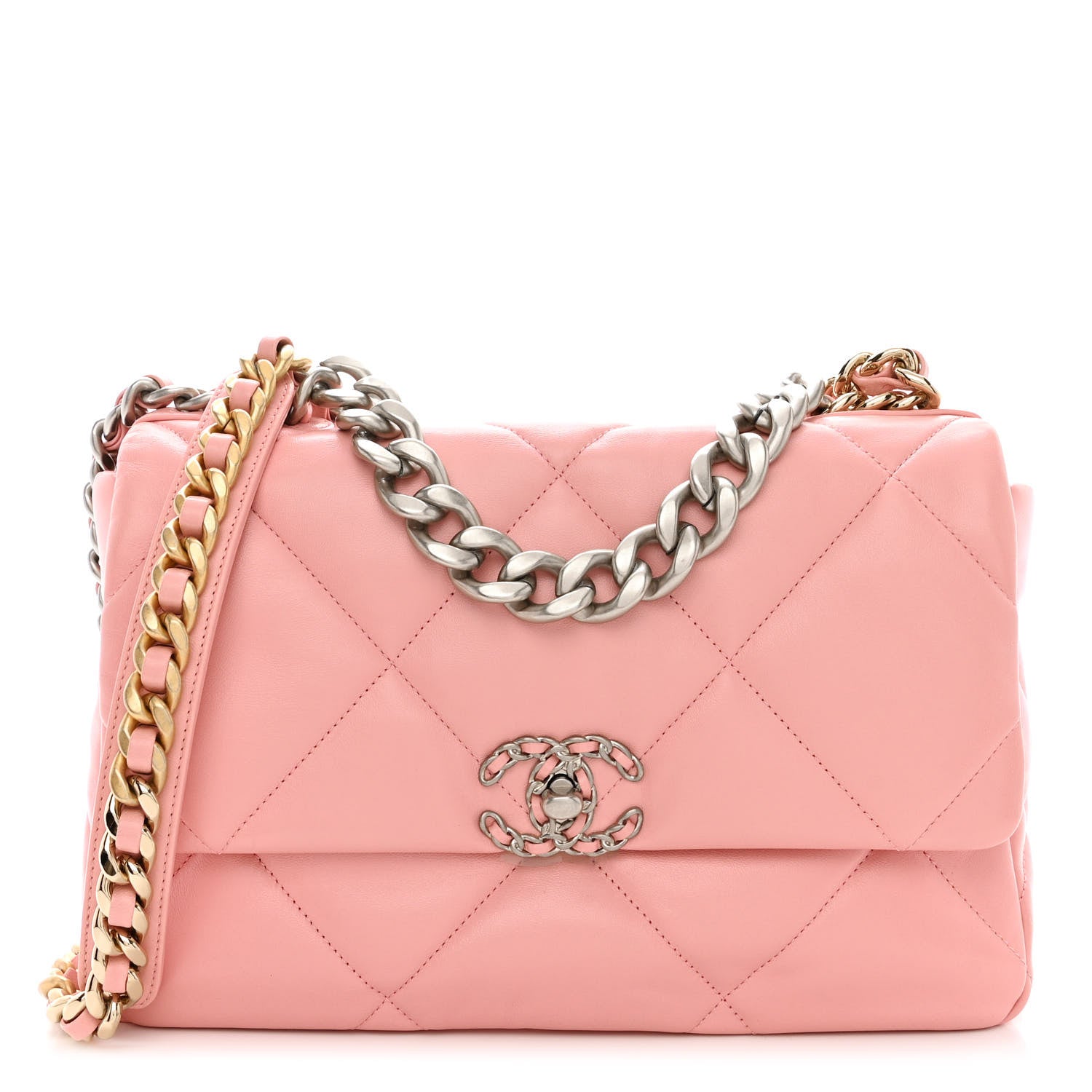 Chanel Lambskin Quilted Large Chanel 19 Flap Light Pink 1 of 10