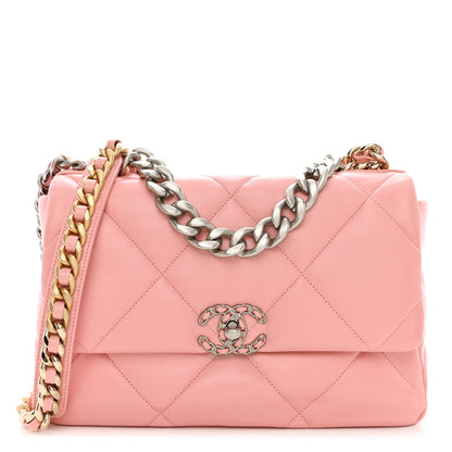 Chanel Lambskin Quilted Large Chanel 19 Flap Light Pink 1 of 10