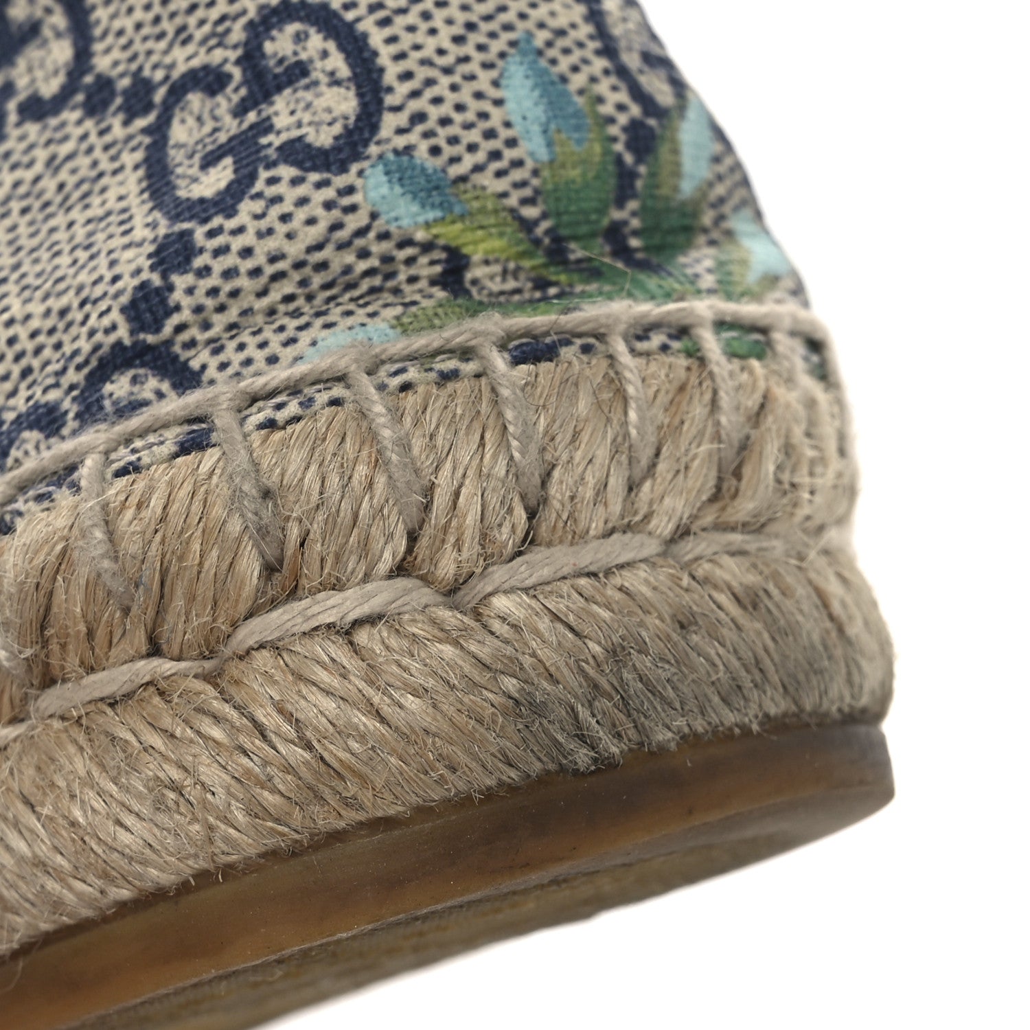 Gucci GG Supreme Monogram Blooms Espadrilles 37 Beige Blue Navy Hibiscus Red 13 of 15