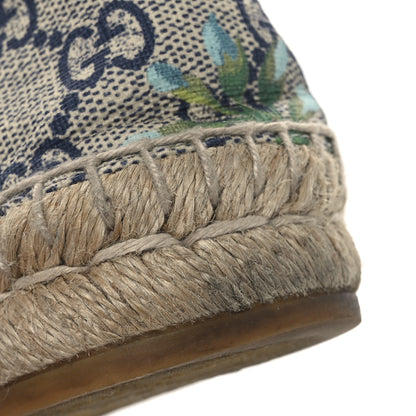 Gucci GG Supreme Monogram Blooms Espadrilles 37 Beige Blue Navy Hibiscus Red 13 of 15