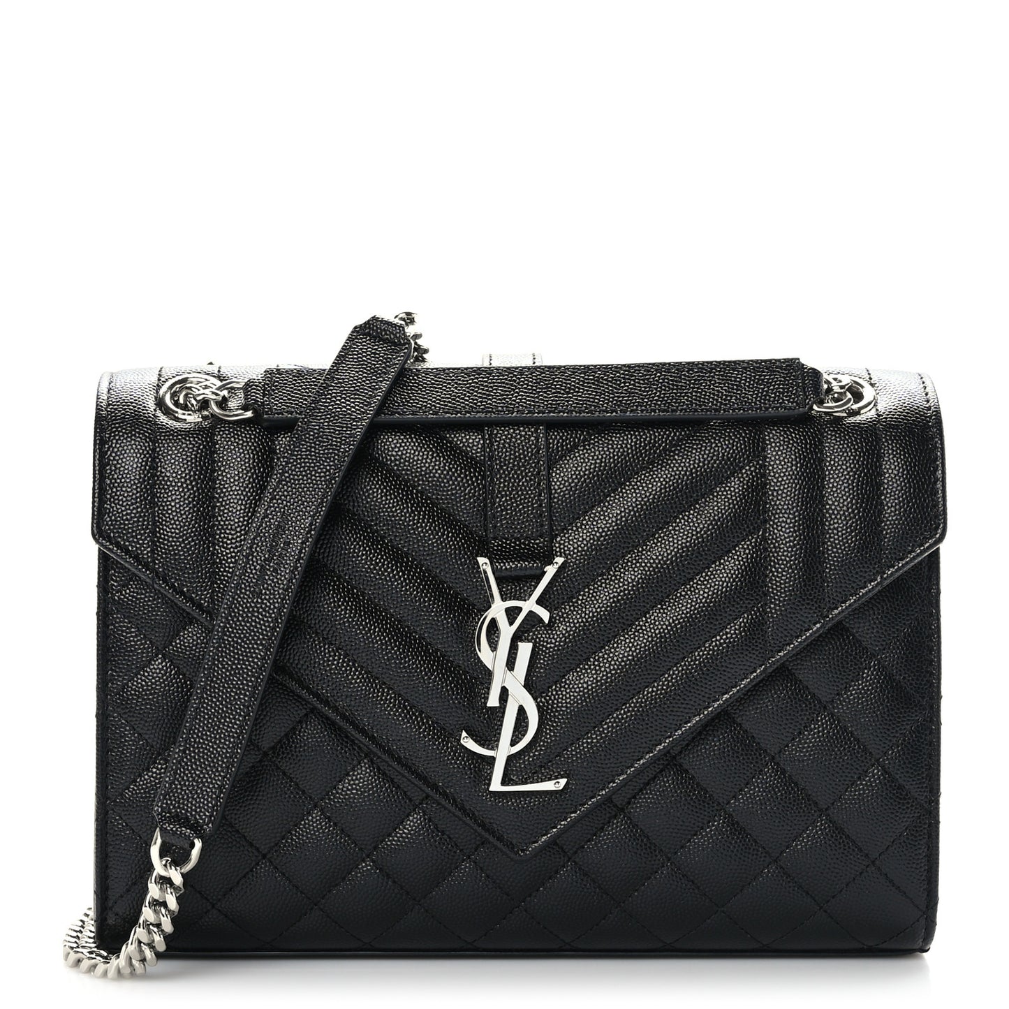 Grain De Poudre Textured Mixed Matelasse Triquilt Medium Monogram Satchel Black