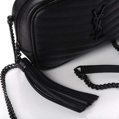 Saint Laurent Grain De Poudre Matelasse Monogram Mini Lou Camera Bag Black 11 of 12