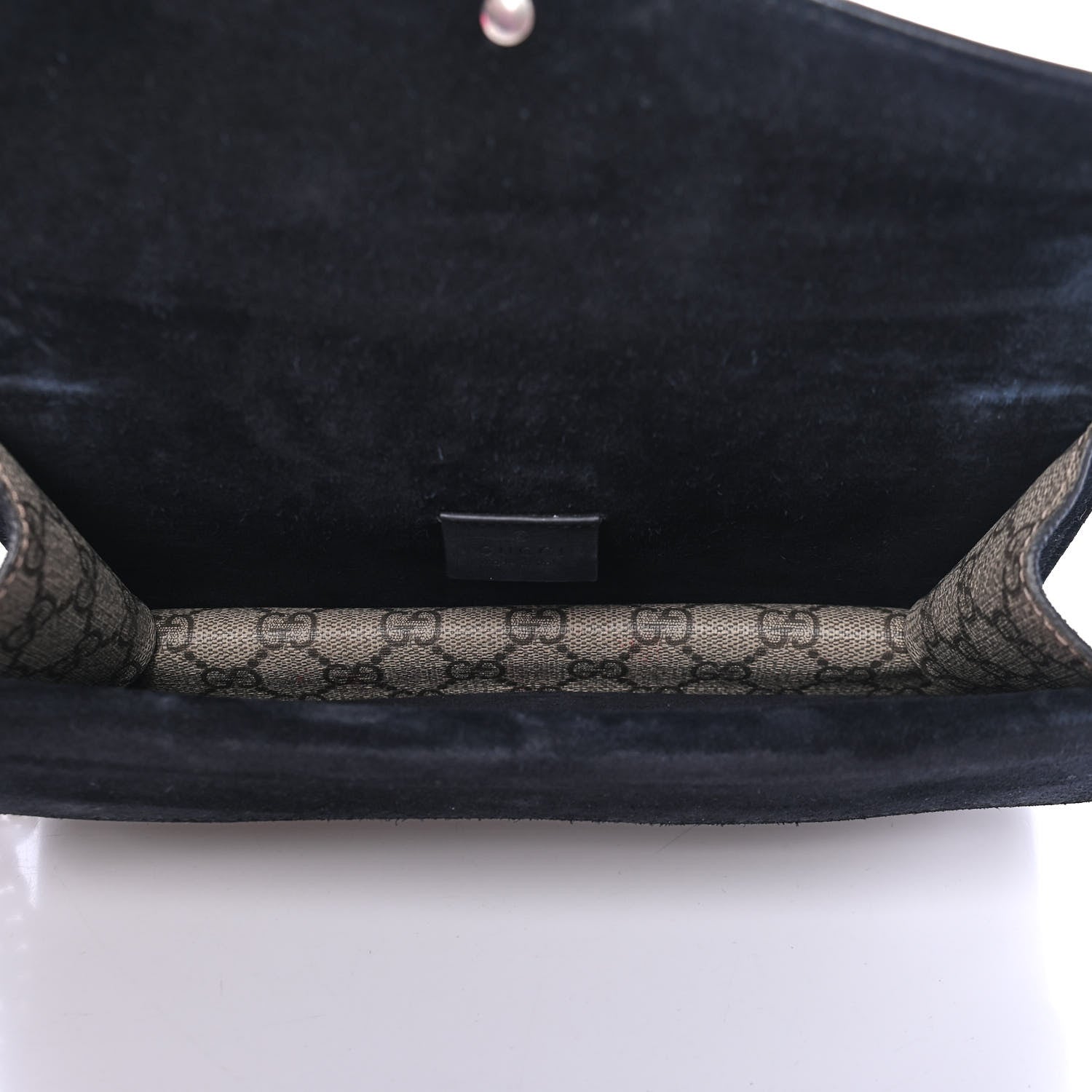 Gucci GG Supreme Monogram Suede Crystal Small Dionysus Shoulder Bag Beige Ebony Black 4 of 6