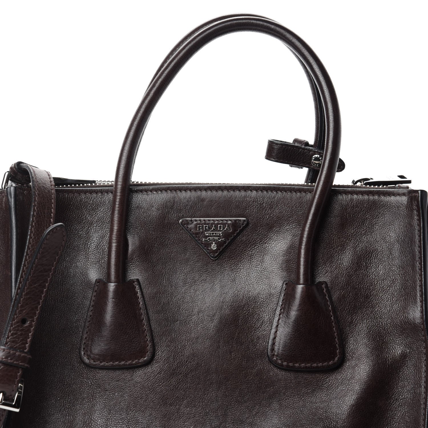 Prada Glace Calfskin Twin Pocket Tote Moro 16 of 16