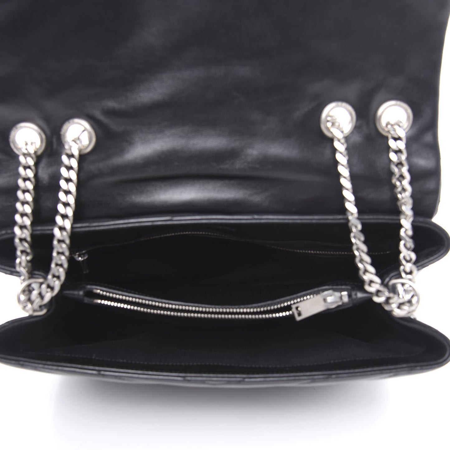 Calfskin Y Quilted Monogram Medium Loulou Satchel Black