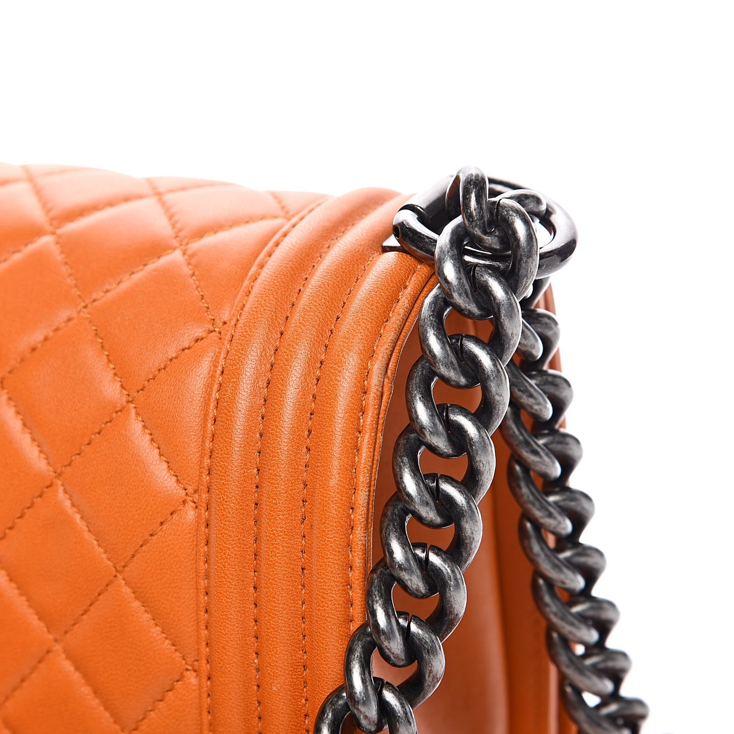 Lambskin Quilted Medium Boy Flap Orange