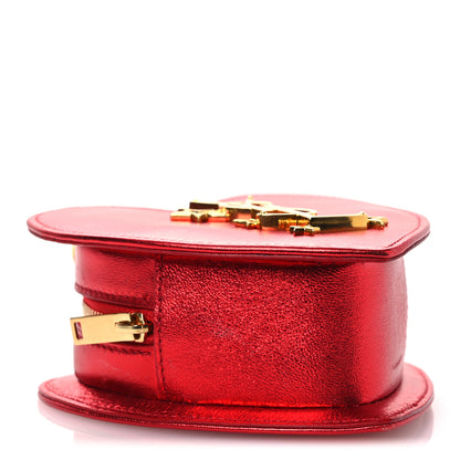 Saint Laurent Metallic Lambskin Small Love Heart Chain Bag Red 9 of 13