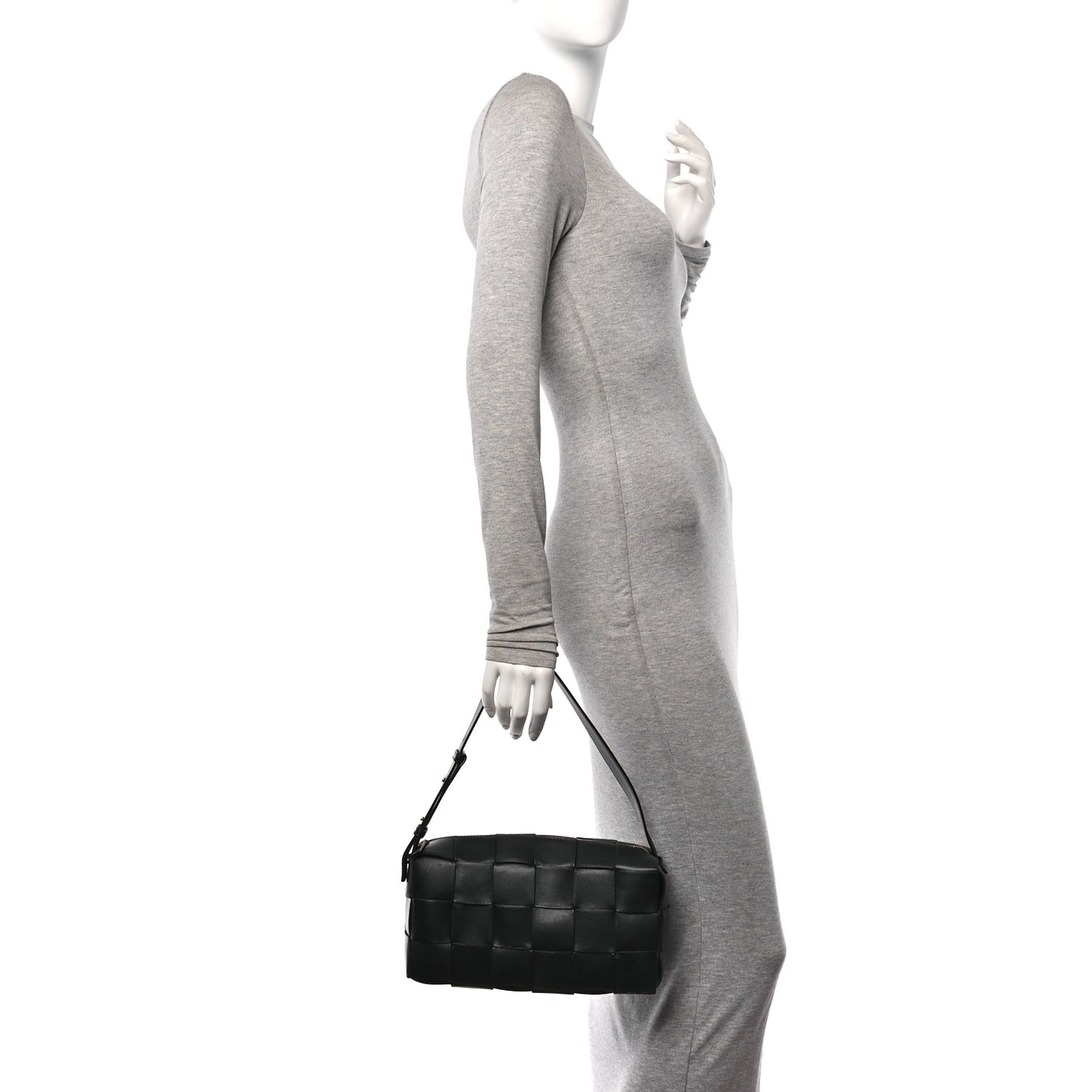 Lambskin Maxi Intrecciato Brick Cassette Bag Black