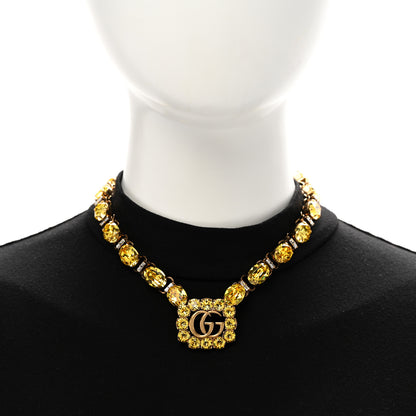 Gucci Metal Crystal GG Marmont Necklace Gold Yellow 2 of 9