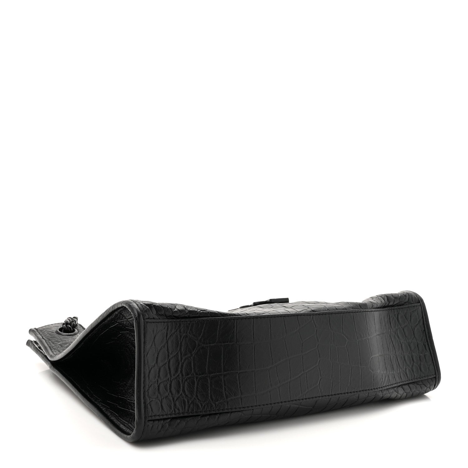 Saint Laurent Calfskin Crocodile Embossed Monogram Medium Niki Shopping Bag Black 4 of 10