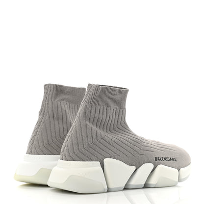 Balenciaga Ribbed Knit Womens Speed 2.0 Transparent Sole Sneakers 37 Baltic Grey White 4 of 9
