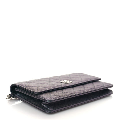 Chanel Iridescent Caviar Quilted Classic Pouch Clutch Black 4 of 11