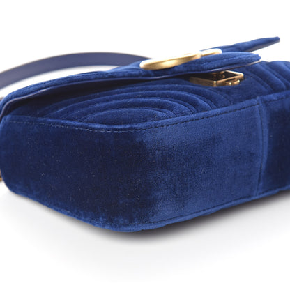 Gucci Velvet Matelasse Mini GG Marmont Shoulder Bag Cobalt Blue 7 of 8