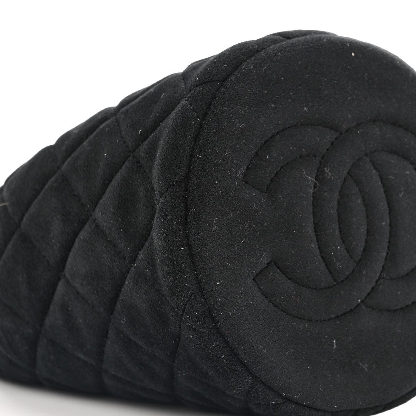 Velvet Quilted Pearl Crush Drawstring Bag Black