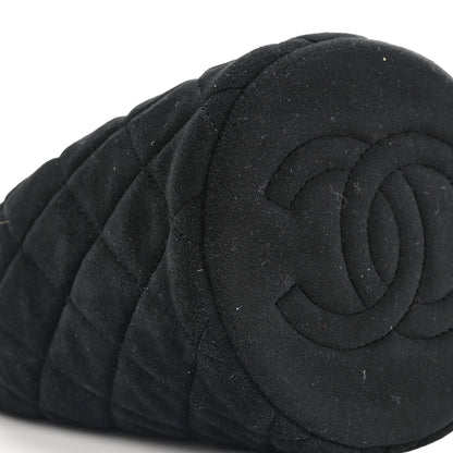 Chanel Velvet Quilted Pearl Crush Drawstring Bag Black 8 of 9