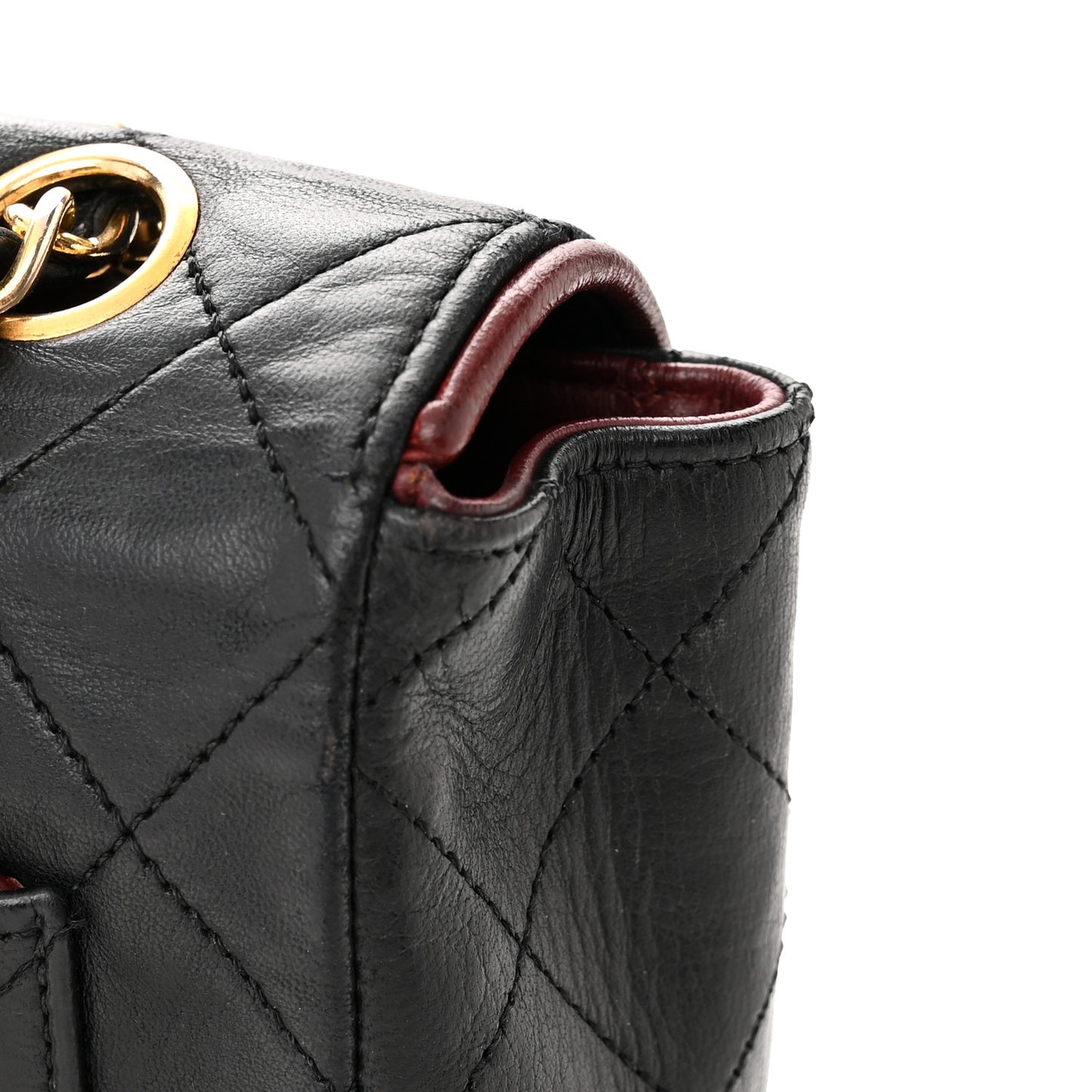 Lambskin Quilted Bi-Color Small Single Flap Black