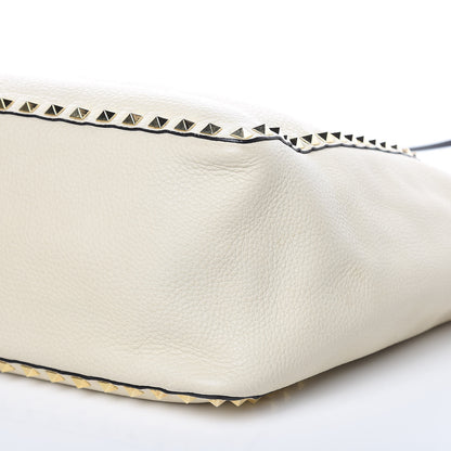 Valentino Garavani Grained Calfskin Medium Rockstud Reversible Tote Black Ivory 9 of 14