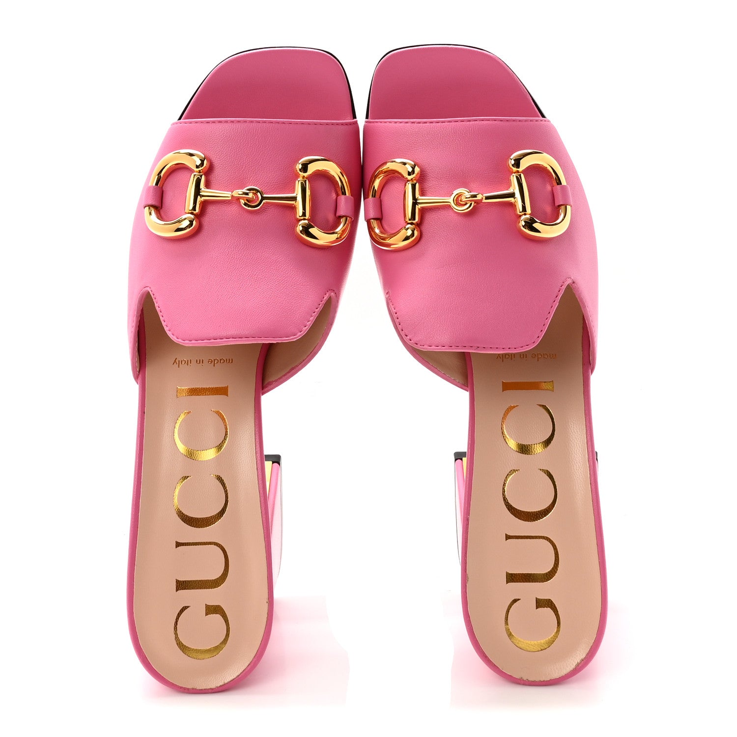 Gucci Nappa Horsebit 75mm Slide Sandals 38 Pink 2 of 10