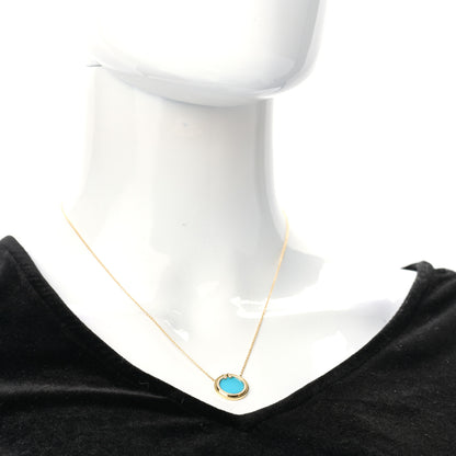 Tiffany 18K Yellow Gold Diamond Turquoise T Circle Pendant Necklace 2 of 7