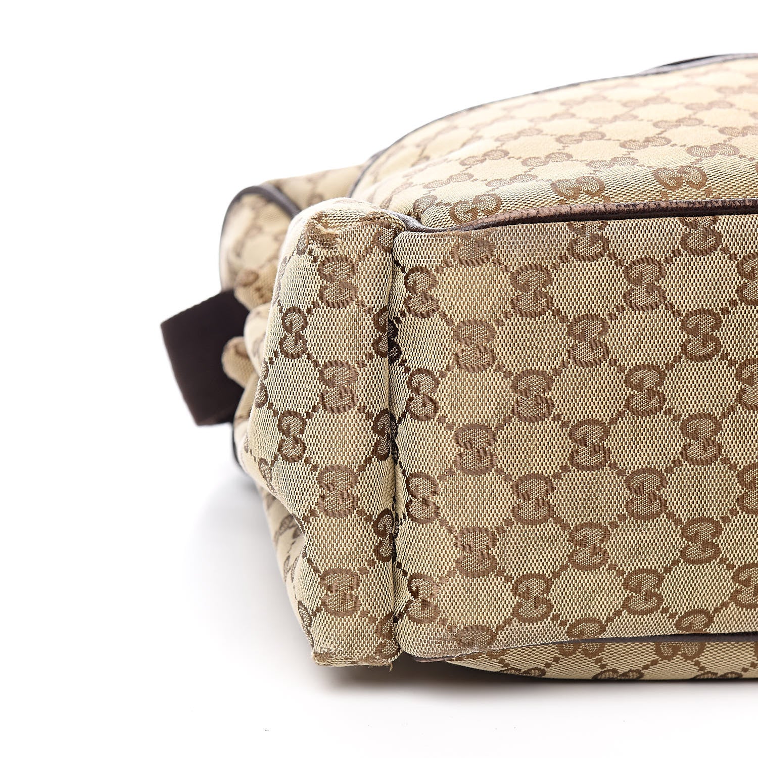 Gucci Monogram Natural Pigskin Large Diaper Bag Beige Ebony Cocoa Dark Chocolate 10 of 15