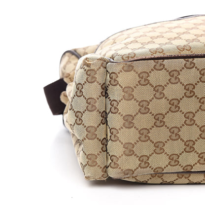 Gucci Monogram Natural Pigskin Large Diaper Bag Beige Ebony Cocoa Dark Chocolate 10 of 15