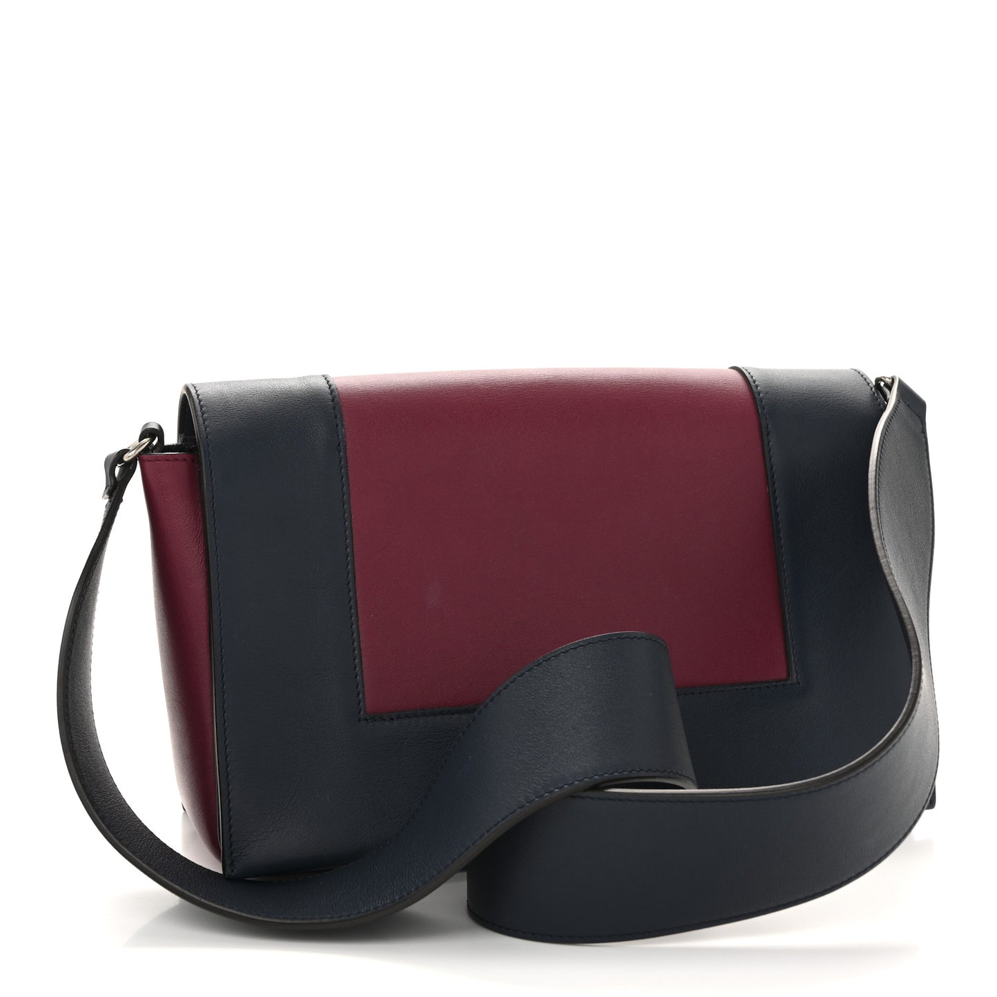 Shiny Smooth Calfskin Medium Frame Shoulder Bag Blue Purple