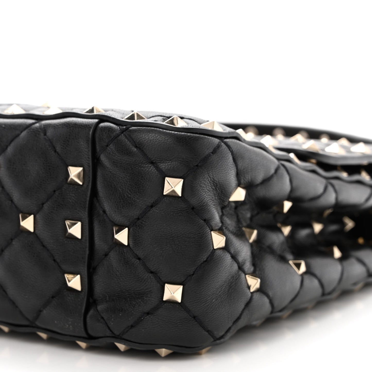 Lambskin Medium Rockstud Spike Shoulder Bag Black