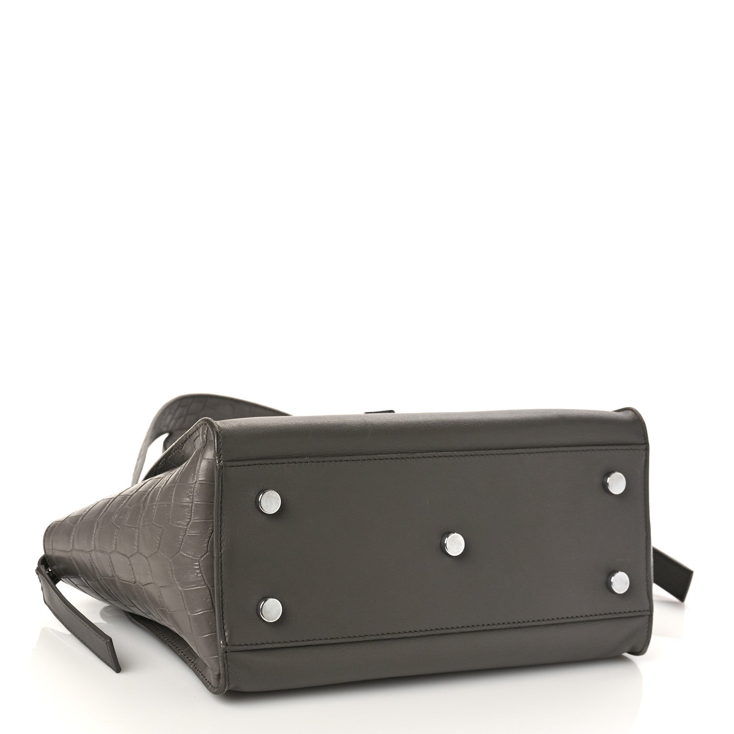 Saint Laurent Smooth Calfskin Crocodile Embossed Baby Monogram Downtown Cabas Earth 4 of 9