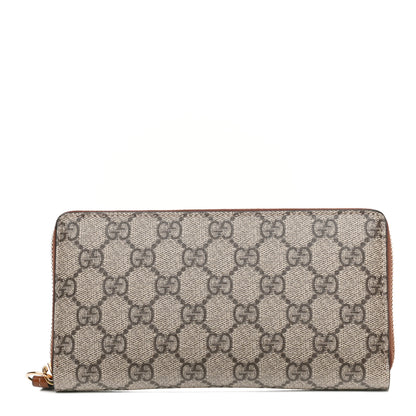 Gucci GG Supreme Monogram Cuoio Toscano Zip Around Wallet Beige Ebony Cuir 1 of 8