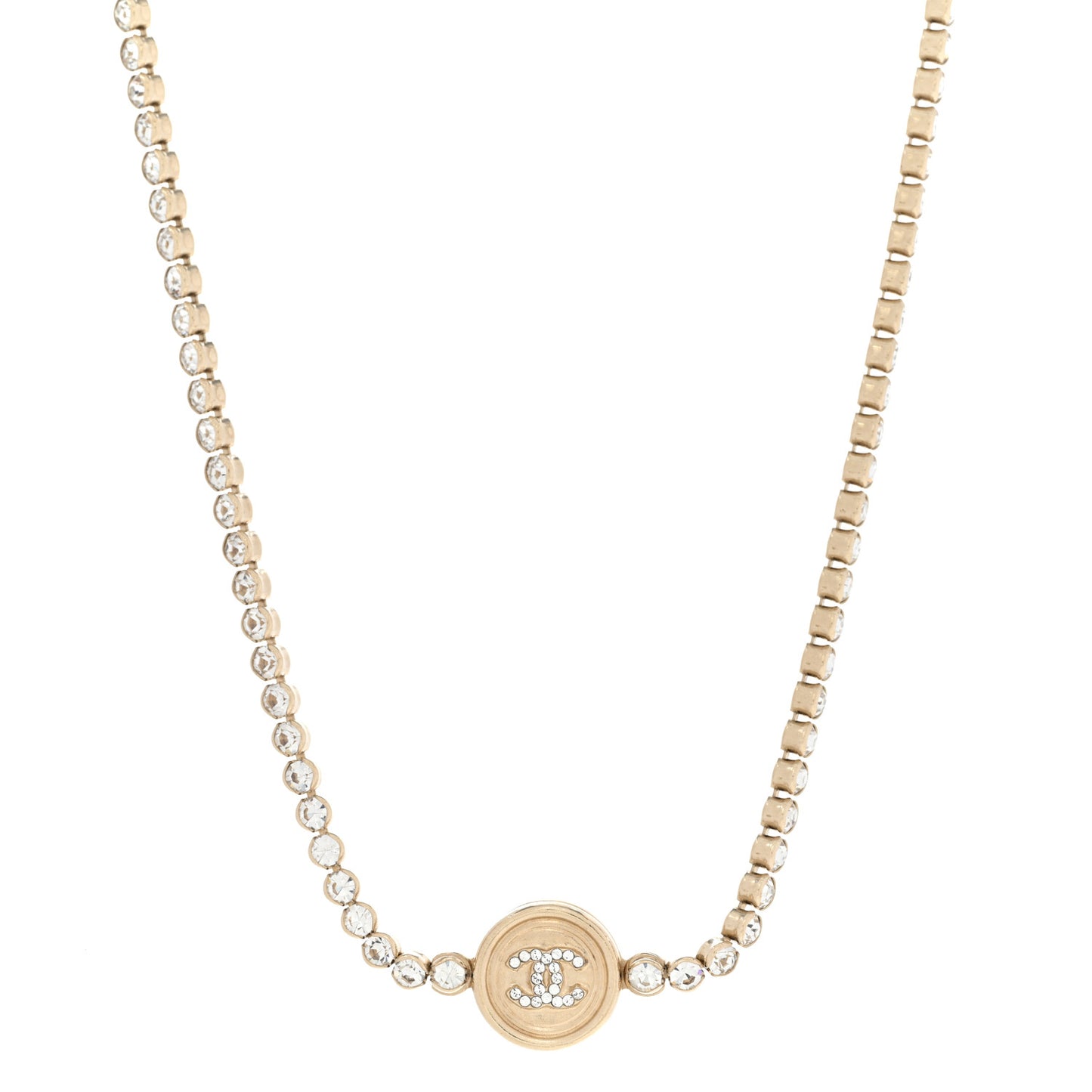 Crystal CC Chain Short Necklace Gold